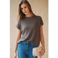 Arach&Cloz Kurzarmshirt Damen Leichter Kaschmir Pullover – Oversized Fit (1-tlg) Weich & Warm für Alltag & Freizeit
