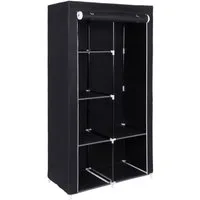 SONGMICS Kleiderständer Stoffschrank, Garderobe, mit 1 Kleiderstange, 6 Ablagen, Vliesstoff
