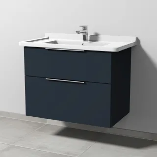Sanipa 3way Waschtischunterbau zu Duravit Starck 3 Waschtisch mit 2 Auszügen, Marine-Matt UP7111R