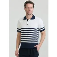 Felix Hardy Poloshirt Gestreiftes Strick-Poloshirt Kurzarm