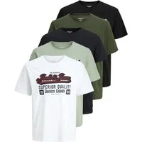 Jack & Jones Print-Shirt Bedrucktes T-Shirt aus Baumwolle (5er-Pack)