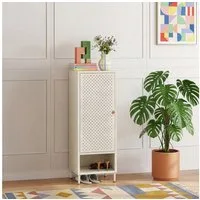 en.casa Schuhschrank »Coleraine« mit 1 Tür Stahl 115x43x35 cm mit Fach Cremeweiß