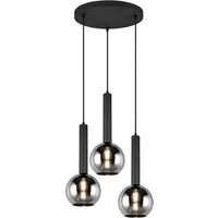 TRIO Leuchten Pendelleuchte Clayton, ohne Leuchtmittel, warmweiß - kaltweiß, Hängelampe höhenverstellbar bis 150cm, Glas rauchfarbig, exkl 3xE27