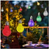 Spetebo LED-Lichterkette Solar Lichterkette mit 10 bunten LED Glühbirnen - 180 cm, 80-flammig, Garten Dekobeleuchtung mit farbigen Lampen