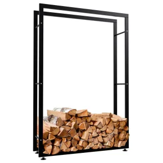 CLP Kaminholzregal, Schwarz, Metall, 100x150x25 cm, Kleinmöbel, Kamine & Zubehör, Kaminholzregale
