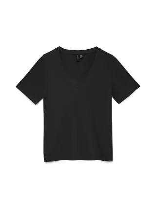 VERO MODA - VMPAULINA SS V-NECK T-SHIRT JRS NOOS Black - Gr. - M
