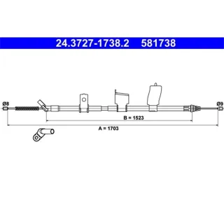 ATE Handbremsseil hinten links f?r Nissan Qashqai kurzer Radstand Scheibenbremse
