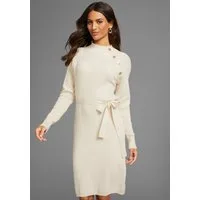 Laura Scott Strickkleid mit Knopfdetail und Bindegürtel