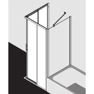Kermi Liga Eckeinstieg-Hälfte Gleitt. 2-tlg. bodenfrei LIC2L083201AK 83x200cm, silber mattglanz, ESG klar, links, auf Duschplatz