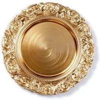 MAGIC by Inge Dekoteller, Dekoteller Kunststoff mit Ornamenten am Rand 33cm gold