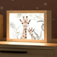 OnlyWow Nachttischlampe Lightbox Giraffe - Blätter - Kinder - Tiere - Dschungel - Jungen, Dimmbar, Farbwechsel, LED, Warmweiß, Kaltweiß, Neutralweiß Einstellbar, Nachtlicht, Kinder- und Babyzimmer, Dimmbar, mit Kabel, Tischleuchte