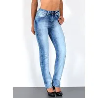 ESRA Straight-Jeans High Waist Straight Fit Jeans Damen Geradeschnitt Hose Straight High Waist Damen Jeans Straight Hose Gerade Schnitt Jeanshose Stretch
