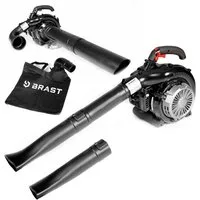 BRAST Benzin-Laubsauger Laubbläser Benzin 1,0kW(1,36PS), 55L Fangsack 4in1 Funktion, (Blasgeschwindigkeit 73 m/s), inkl. 2 Blasrohre, Schultergurt & Anti-Vibrationsgriff