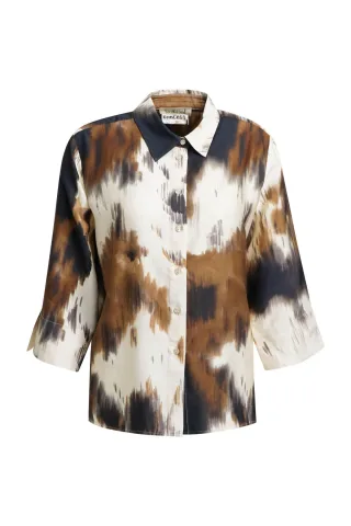 Smith&Soul - Fitted Shirt Collar Blouse offwhite print - Gr. - S