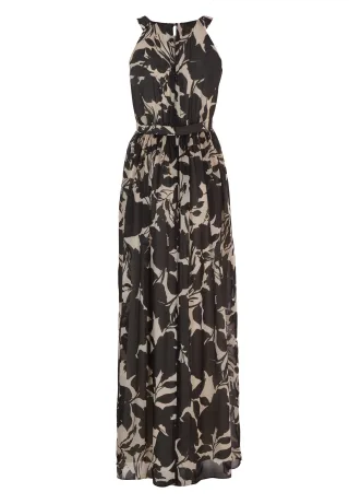 SWING - Abendkleid mit monochromen Blütendruck black/ivory - Gr. - 34