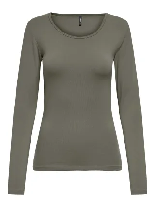 ONLY - ONLLIVE LOVE L/S ONECK TOP NOOS JRS Smokey Olive - Gr. - XS