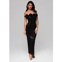 OMBRE Abendkleid Elegantes Abendkleid mit floralen Details und Pailletten