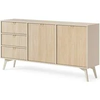 Lomadox Sideboard FAREHAM-160, 158cm breit, sandfarben, Front mit Fischgrätenmuster