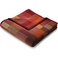 Wohndecke Color Squares Terra, orange-rot karierte Sofadecke in 150x200, Biederlack, Decke aus Baumwollmix, Made in Germany