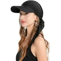 LuxusKollektion Turbanmütze Kopfbedeckung Chemo Damen Mütze Beanie Krempe Visier Solides Schwarz