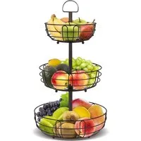 Minicloss Etagere Obstschale - Obstkorb - Obst Etagere, Küche Obst Etagere aus Metall, Metall, Obst Etagere - Aufbewahrung für Gemüse/Snacks - Bronzeton - 3-stöckig