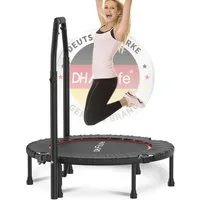 DH FitLife Fitnesstrampolin Indoor Trampolin klappbar ohne Installation Ø102cm 40 Zoll, Ø 102 cm, (Tragfähigkeit 150 KG, 4 verstellbare Handgriffstufen), Tragfähigkeit 150 kg, stabil und leise für Erwachsene