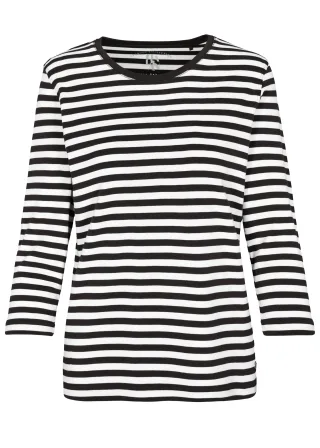 CLARINA - NOS Rd.-Shirt,3/4 Arm, Ringel 743 schoko-offwhite - Gr. - 42