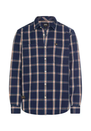 camel active - Kariertes Langarmhemd blau - Gr. - M