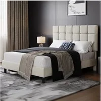 Yaheetech Polsterbett Bettgestell, Doppelbett mit Höhenverstellbarem Kopfteil, 160 x 200 cm