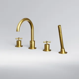Steinberg 4-Loch Wanne/ Brause-Standarmatur, brushed gold, 250 2400 BG 250 2400 BG