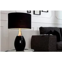 riess-ambiente Tischleuchte CARLA 60cm schwarz / silber, ohne Leuchtmittel, Tischlampe · Modern Design · mit Leinenschirm