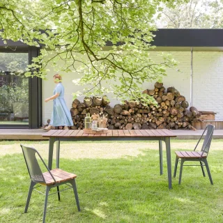 Outdoor Tisch aus massivem Teak und Metall Toscane 6/8 Pers.