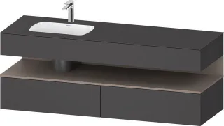 Duravit Qatego Einbauwaschtisch mit Konsolenwaschtischunterbau Graphit Matt 1600x500x600 mm - QA4795 QA4795043490000