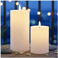 Spetebo LED-Kerze Solar LED Stumpenkerzen mit Flammen Effekt (Anzahl, 2-tlg., Stück), automatisches Einschalten