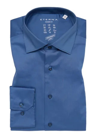 ETERNA - Performance Shirt Twill-Stretch Langarm rauchblau - Gr. - 40/Langarm - 65cm