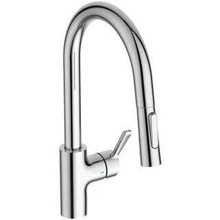 Ideal Standard Küchenarmatur Ceralife Ausladung 216mm mit heraus.2F-Brause, hoher Auslauf Chrom, BE2 BE242AA