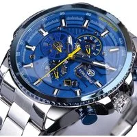Rötting Design Automatikuhr Herrenuhr Armbanduhr Marke Forsining blaues Ziffernblatt Edelstahl, Datum Wochentag Monats Anzeige