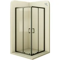 i-flair Eckdusche Schiebetür Duschkabine DANIELLE aus durchsichtigem 6 mm ESG, BxT: 80x80 cm, Einscheibensicherheitsglas, ohne Duschtasse, mit hochwertigen Aluminiumprofilen in schwarz, ebenerdiger Einbau möglich, mit Schiebetüren