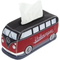 VW Collection by BRISA Papiertuchbox Volkswagen Neopren Kosmetik-Serviettenspender, Papiertaschentuchbox, fürs Bad im T1 Bulli Bus Design in Rot/Schwarz