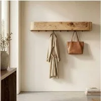 FINEBUY Wandgarderobe Garderobenpaneel 100cm Hängegarderobe Garderobe Flurgarderobe (Schönes Holzmöbel mit sieben Kleiderhaken), Rechteckiges Holzpaneel aus Akazie Massivholz