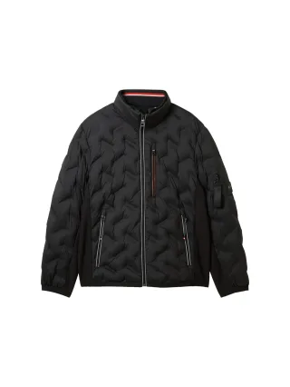 Tom Tailor - Hybrid Jacke mit verstaubarer Kapuze black - Gr. - L