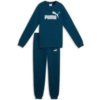 PUMA Trainingsanzug ESS NO1 LOGO CREW SWEAT SUIT FL B (2-tlg), zweiteilig, entspannte Passform, ohne Kapuze
