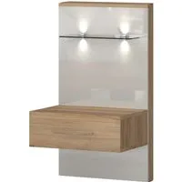 OTTO home Nachtkonsole Gala, beige hochglänzend UV lackiert und melaminbeschichtet, kratzfest (Schublade mit Soft-Close-Funktion, 56x47x100cm (BxTxH), mit Beleuchtung,wahlweise rechte oder linke Bedienung,FSC-zertifiziert