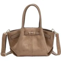 ITALYSHOP24 Schultertasche Damen Tasche Tote Bag Handtasche Wildleder Optik Mini Bag Business, Umhängetasche Samt Crossbody Damentasche Cross Over Freizeit Mini Bag