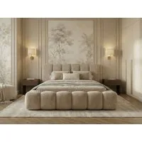yourhouse24 Polsterbett DALLAS Slim Bubble-Design aus Samt, inkl. Bettkasten, Platzsparendes Chunky-Bett aus weichem Velours mit HDF-Boden