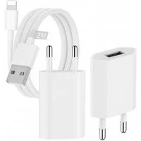 Alpha Electronics Ladegerät-Set passt für iPhone 14/13/12/11, X, XR, XS, XS Max Smartphone-Ladegerät (500,00 mA, Sparset, 2-tlg., inklusive 10W Netzteil, 2 m Lightning-Kabel)
