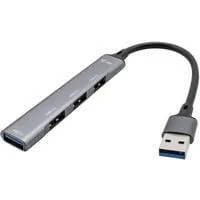 USB 3.0 Metal HUB 1x USB 3.0 + 3x USB 2.0, USB-Hub silber
