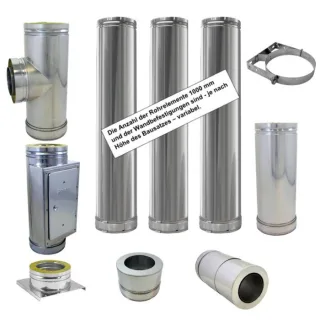 Bertrams Dw Fertig-Schornstein 22KP7-130 Ø 130, 10,7 m, Komplettpaket