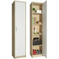 Home Collective Regal mit 5 Ebenen Aktenschrank mit 4 Einlegeböden und 1 Tür, in mattem Finish Standregal 39 cm breit sonoma weiß