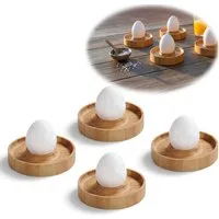 LS-LebenStil Eierbecher Holz Eierbecher 4´er Set Bambus Natürliche Optik Eierhalter Eihalter, (für das perfekte Frühstücksei auf dem Frühstückstisch, 4-tlg., Braun), natürliche Holzmaserung